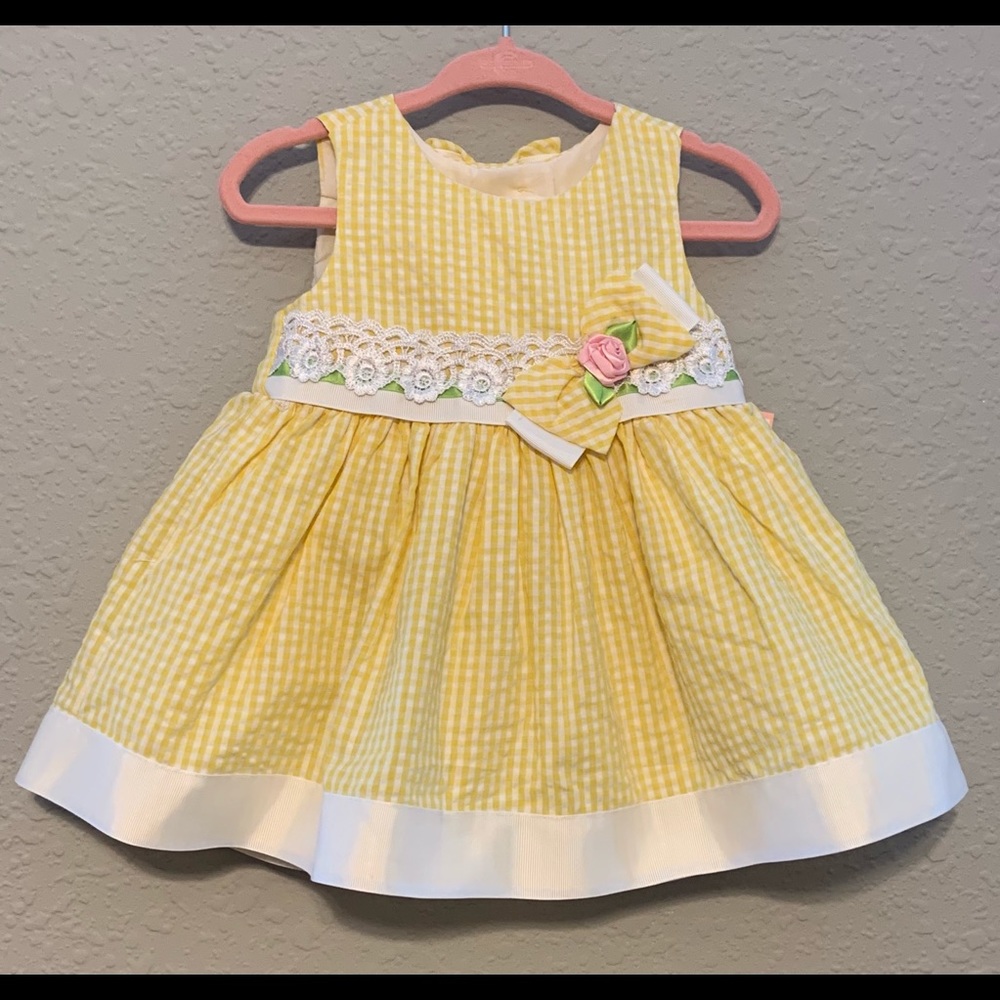 Rare Editions NWT 3-6M yellow gingham dress